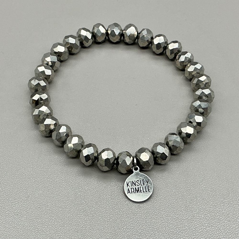 Kinsley Armelle Bracelet Women Silver Beaded Stretch Pyrite Style Fashion Jewel